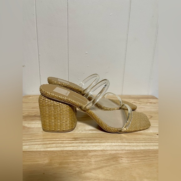 DOLCE VITA BLOCK HEEL SANDAL STELLA IN CRYSTAL VINYLE SIZE 9 - Picture 3 of 8